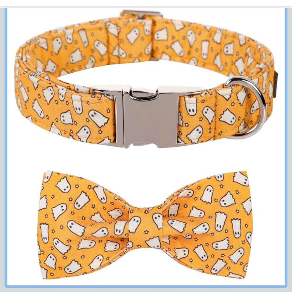 50%offw❤️ New Halloween Fall Adjustable Dog Collars With Detachable Bow L 119